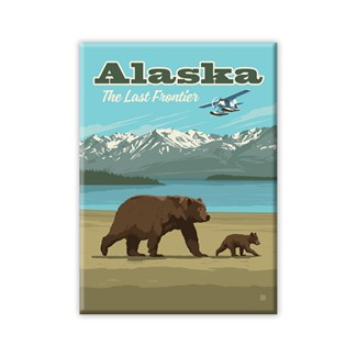 AK Frontier Plane & Bears Magnet | Metal Magnet