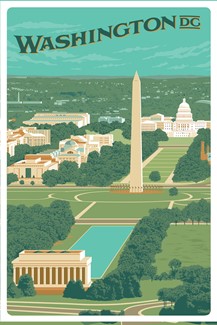 Washington DC, Aerial View Magnetic PC | themed magnet postcard