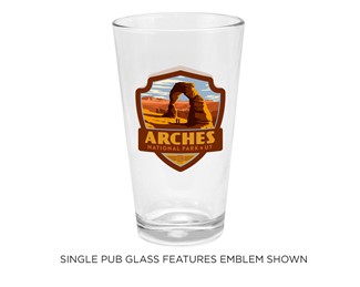 Arches NP Delicate Arch Emblem Pub Glass Pub Glass