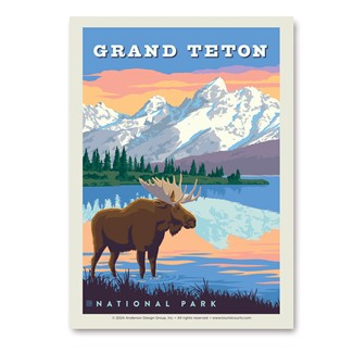 Grand Teton NP Bull Moose Vert Sticker  | American Made