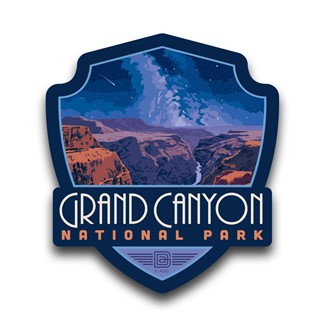 Grand Canyon NP Starry Landscape Emblem Wood Magnet| American-Made Wood Emblem Magnet