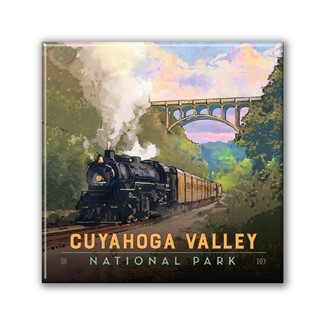 Cuyahoga Valley NP Historic Railway Square Magnet|Metal Magnet
