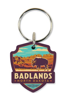 Badlands North Dakota Emblem Wood Key Ring | American Made