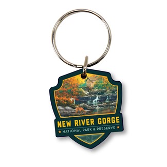 New River Gorge NP & Preserve Fall Colors Wood Key Ring 1/8 | American Made