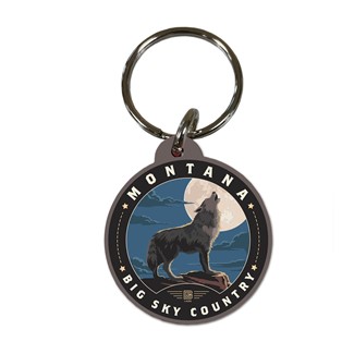Montana Wolf Circle Wood Key Ring| American Made