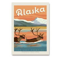 AK Swimming Caribou Vertical Sticker