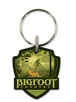 Bigfoot Country Emblem Wooden Key Ring
