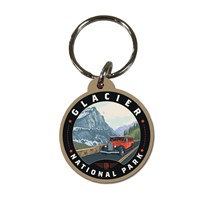 Glacier NP Sun Road Circle Wood Key Ring