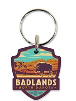 Badlands North Dakota Emblem Wood Key Ring