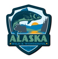 Alaska Salmon Wood Magnet