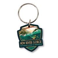 New River Gorge NP & Preserve Fish-Eye View Wood Keyring 1/8